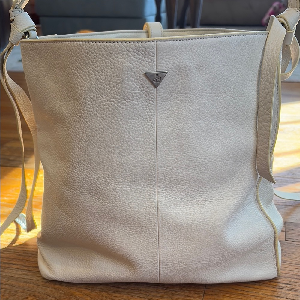 Sam Edelman Elegant Cream Leather Tote Bag